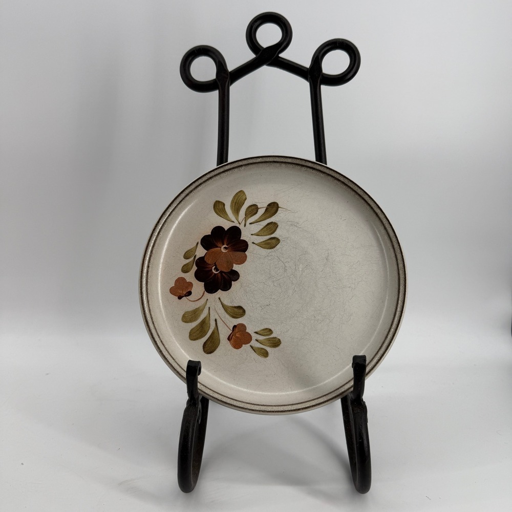Denby Gypsy Salad Plate Set 4 8.25 Inch Brown Floral Stoneware Made in England